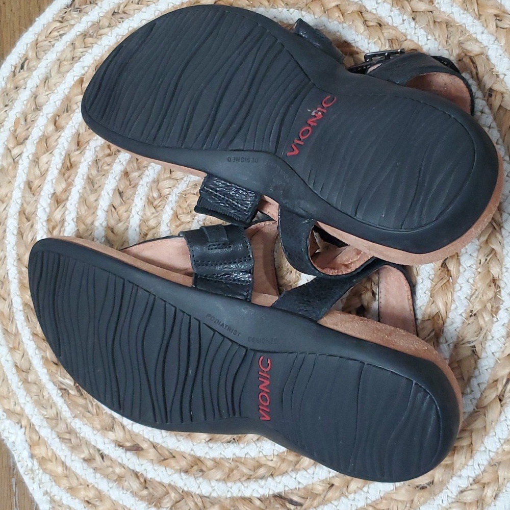 Black Leather Women's Sandals - Picture 9 of 12